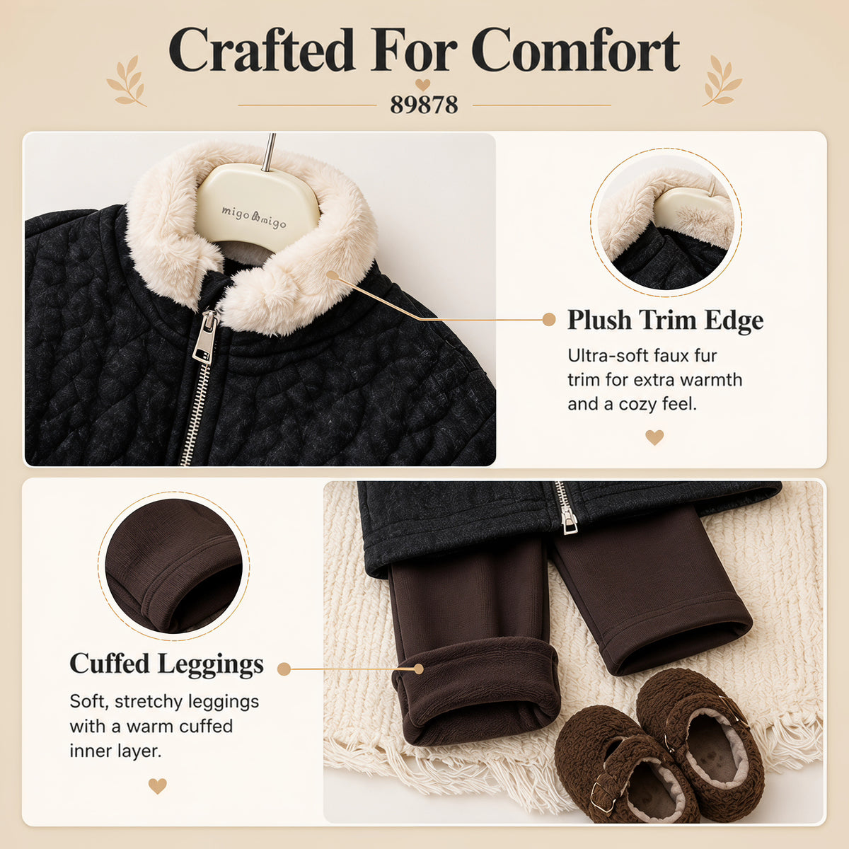 Cozy Cable-Knit Zip Jacket & Shorts Set for Girls