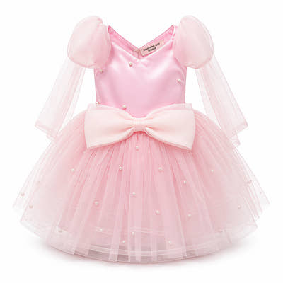 Tatatong-bot® Rosy Cloud Bow Tulle Dress