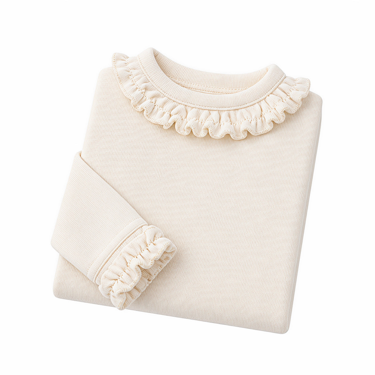 Little Petal Ruffle-Collar Long-Sleeve Top for TATATONG Girls