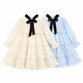 Midnight Ribbon Polka-Dot Ruffle Dress for TATATONG Girls