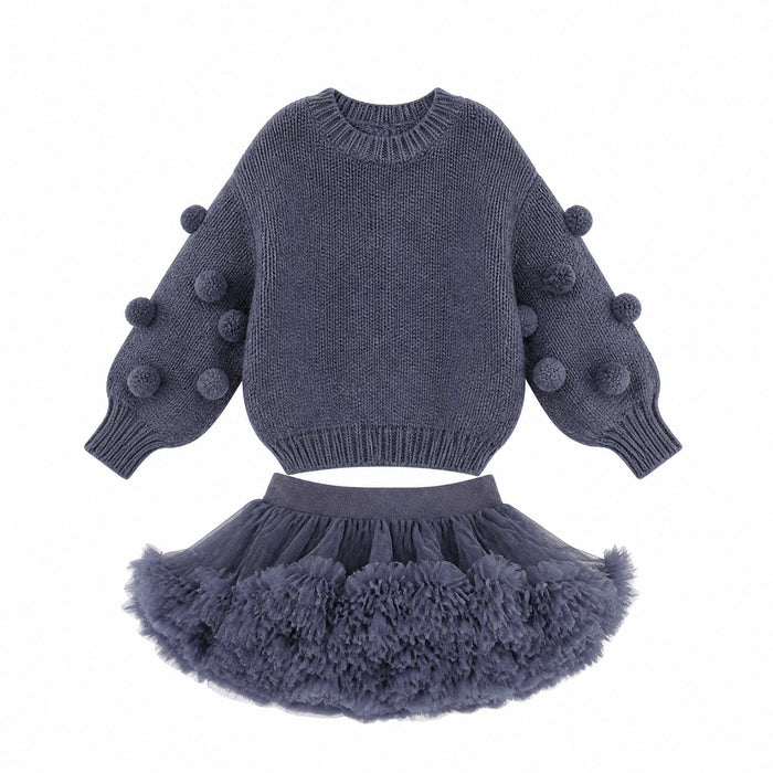 Blossom Ballet Cardigan Set – Girls’ Floral Knit Cardigan & Tulle Skirt
