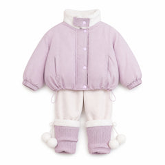 Cloudberry Faux-Fur Collar Fleece-Lined Winter Jacket for Girls