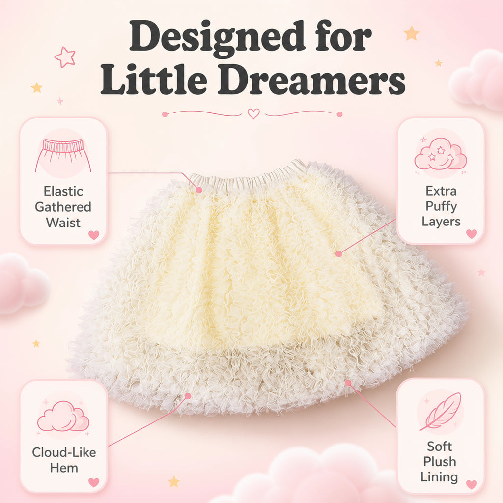 Ivory Cloud Textured Tulle Party Skirt for TATATONG Girls