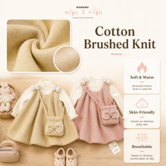 Blush Bow Corduroy Bubble-Hem Pinafore Dress & Top Set