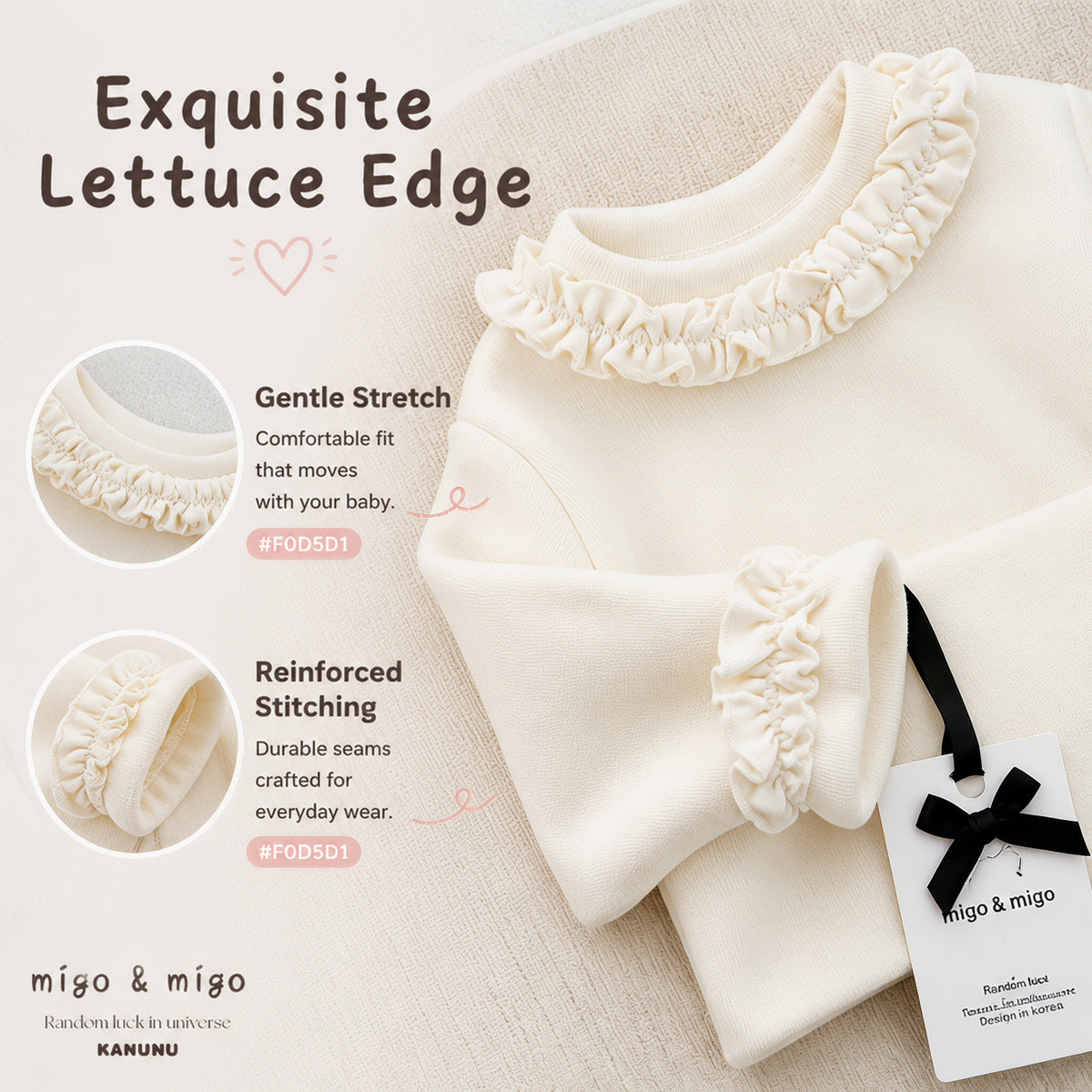 Little Petal Ruffle-Collar Long-Sleeve Top for TATATONG Girls