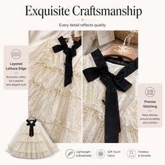 Midnight Ribbon Polka-Dot Ruffle Dress for TATATONG Girls