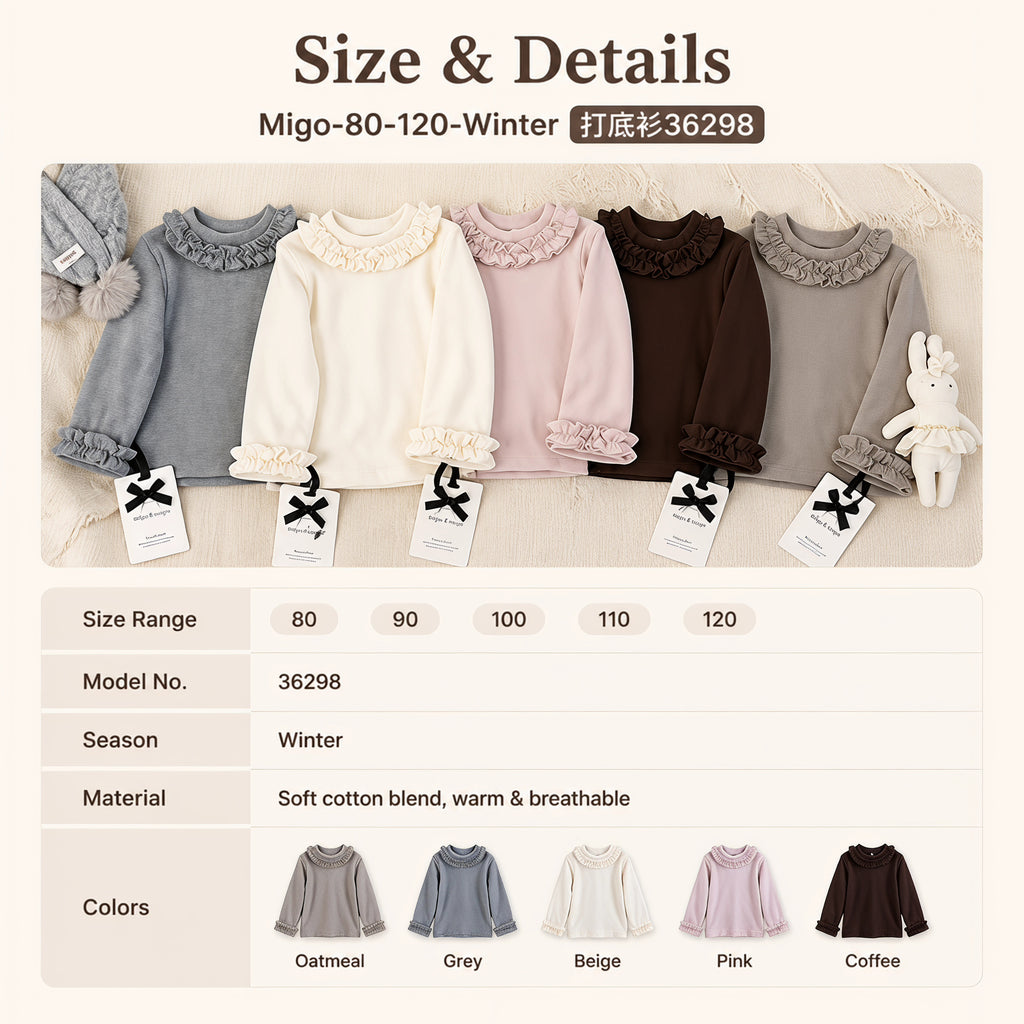 Little Petal Ruffle-Collar Long-Sleeve Top for TATATONG Girls
