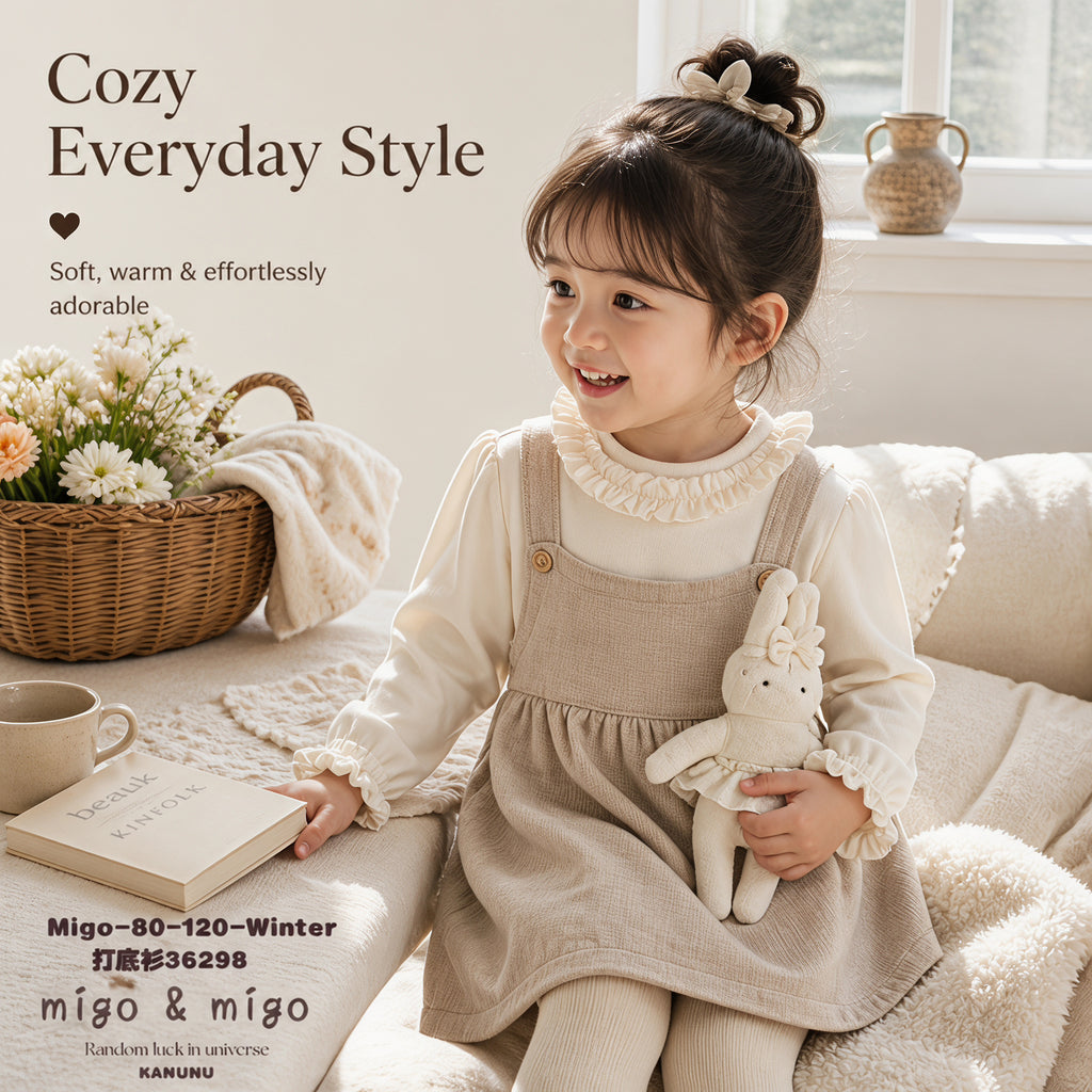 Little Petal Ruffle-Collar Long-Sleeve Top for TATATONG Girls