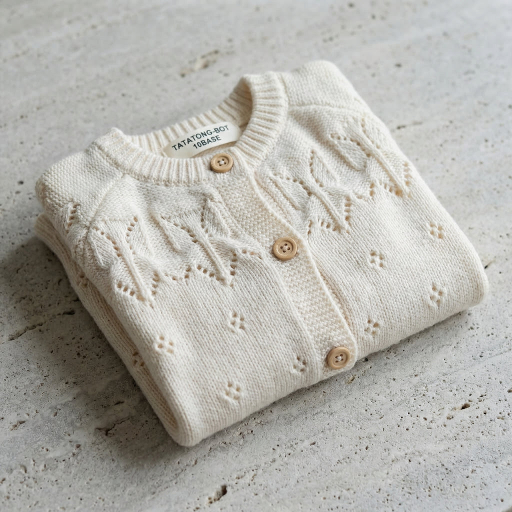 [VESTIGIA] 10BASE-10 // "Botanical Relief" Textured Knit Cardigan