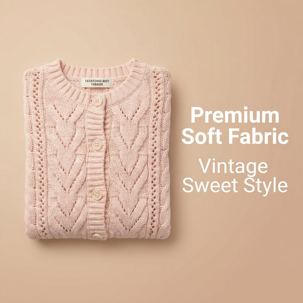 [VESTIGIA] 10BASE-02 // "Petal-Stitch" Open-Work Knit Cardigan