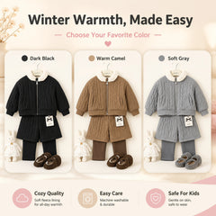 Cozy Cable-Knit Zip Jacket & Shorts Set for Girls