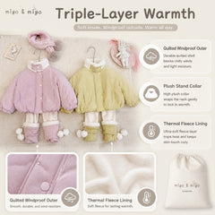 Cloudberry Faux-Fur Collar Fleece-Lined Winter Jacket for Girls